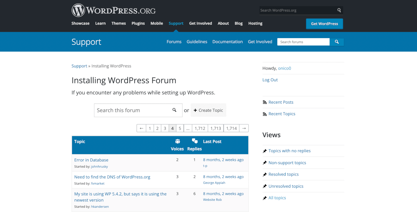Forum de support WordPress